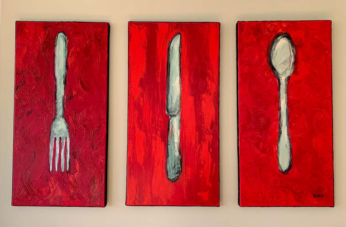 Painting of dining utensils by Naava Koblenz