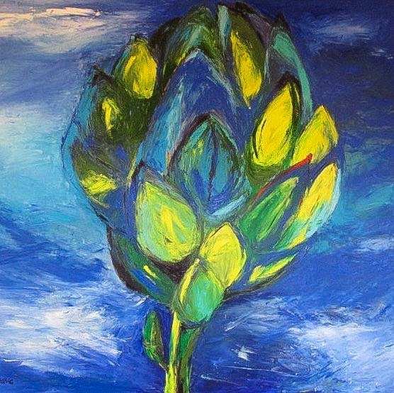 Painting of an artichoke by Naava Koblenz