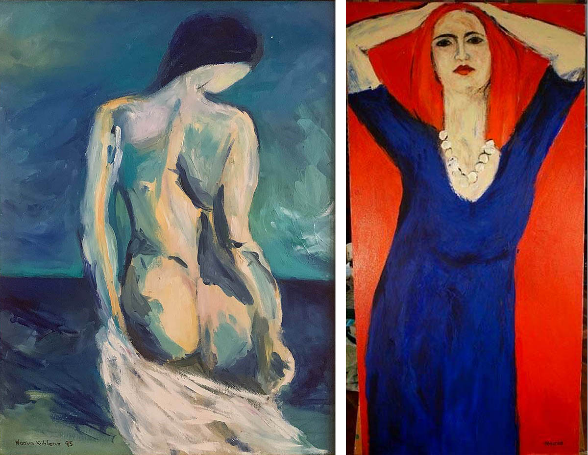 Two paintings of women by Naava Koblenz